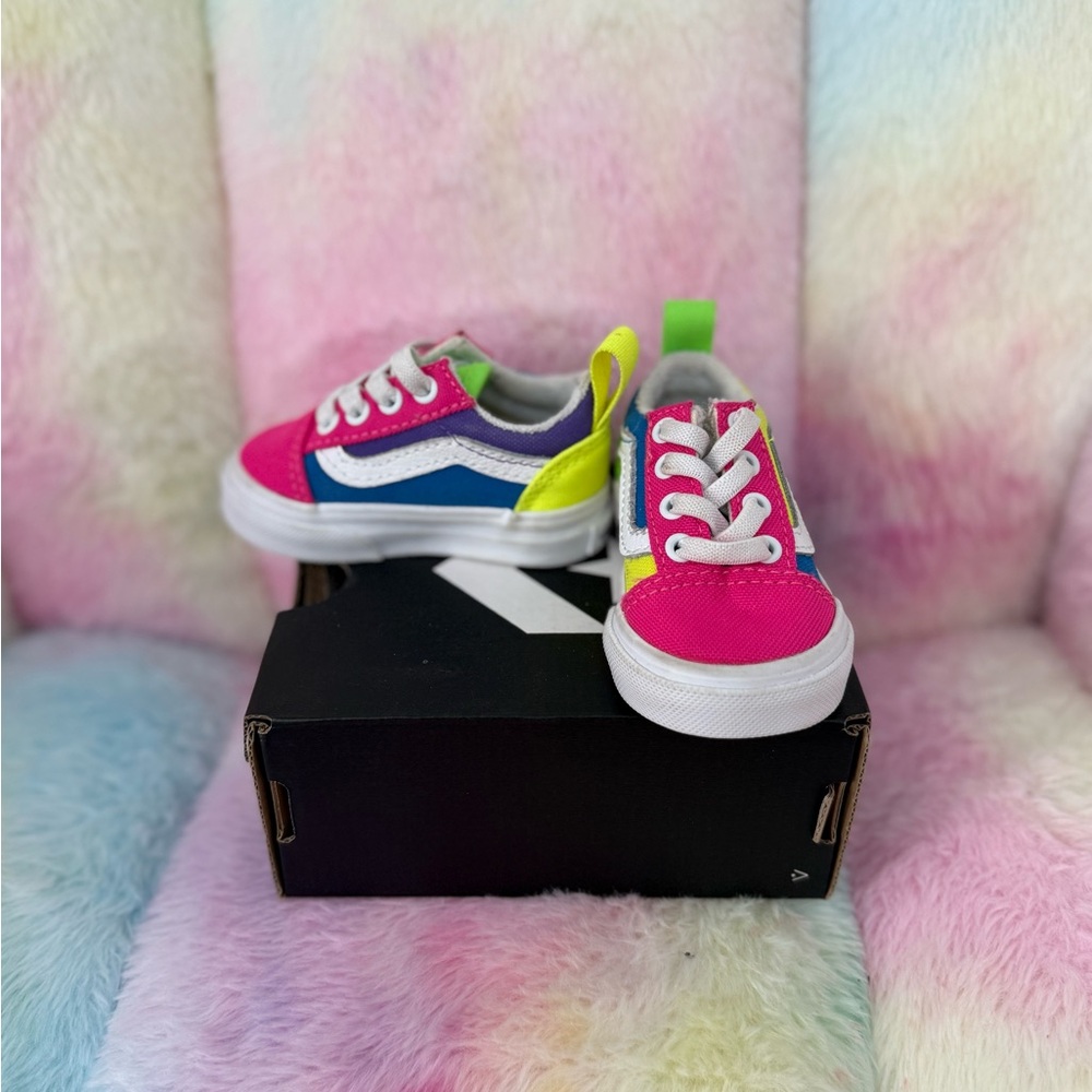 Vans Kids Shoes in Pink, Blue, and Green